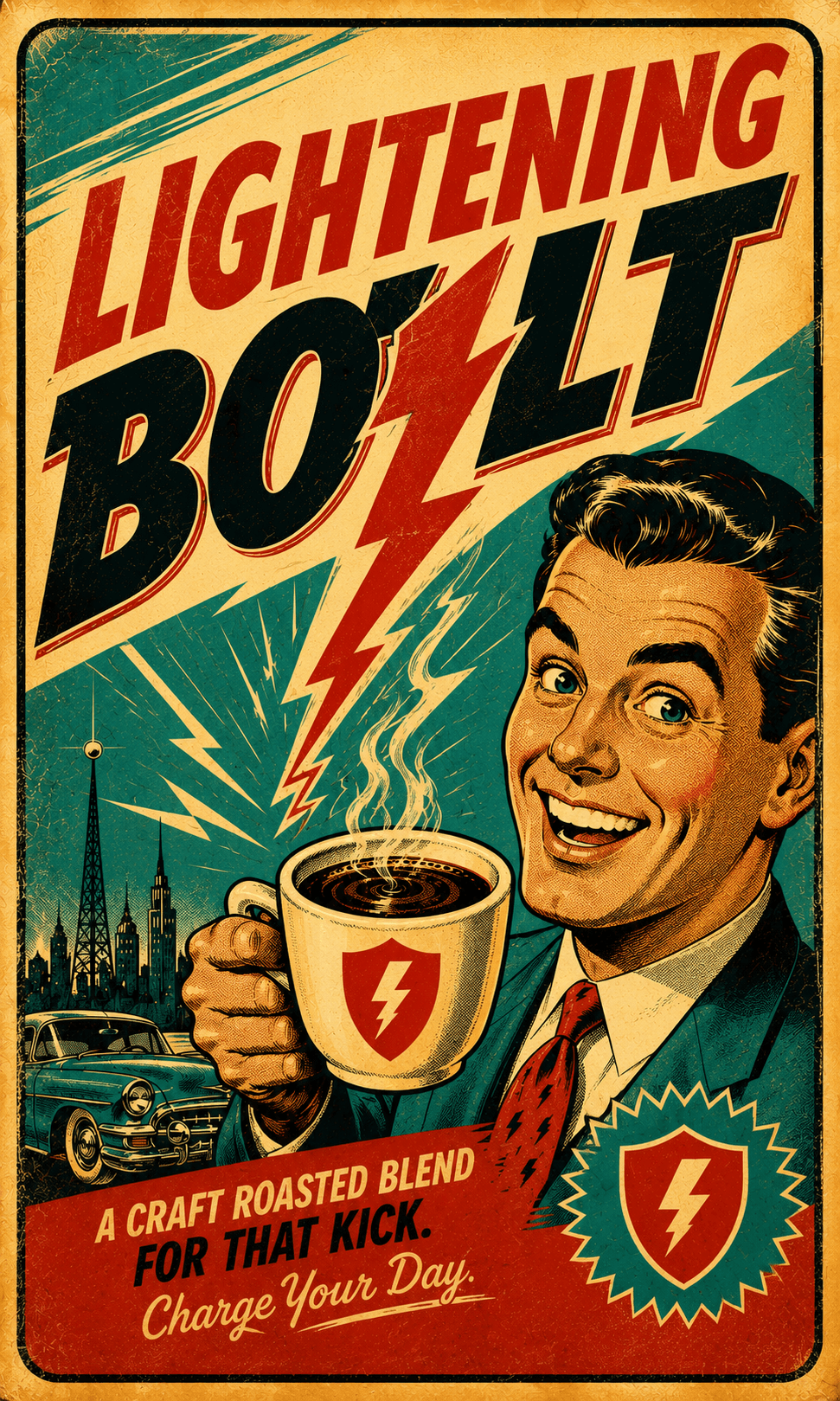 Lightning Bolt coffee bag label