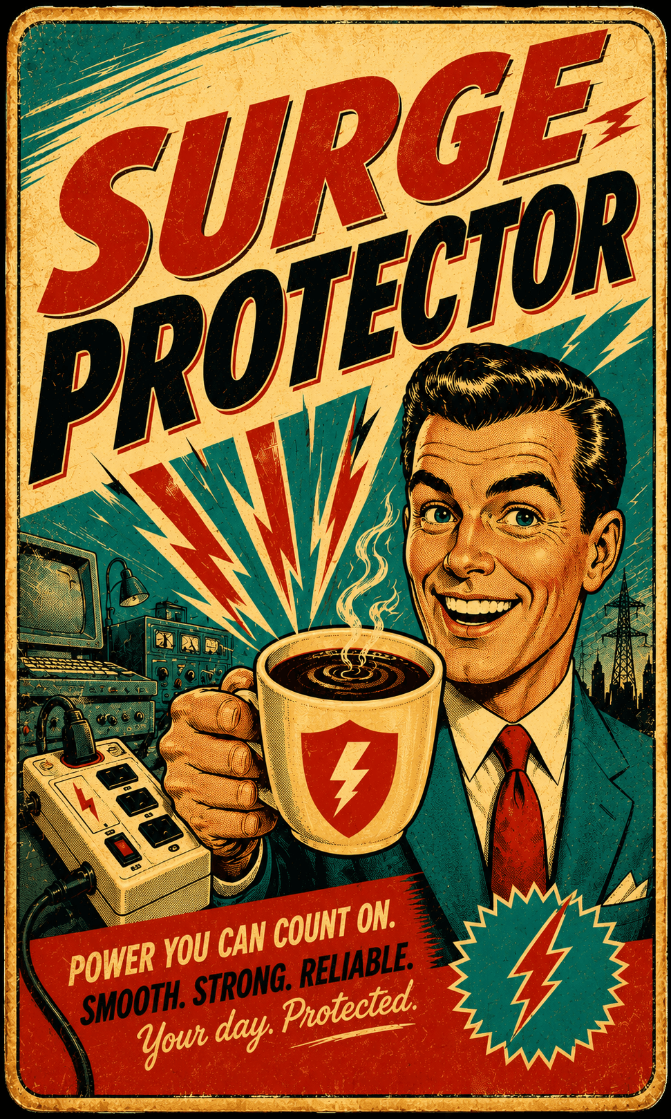 Surge Protector coffee bag label